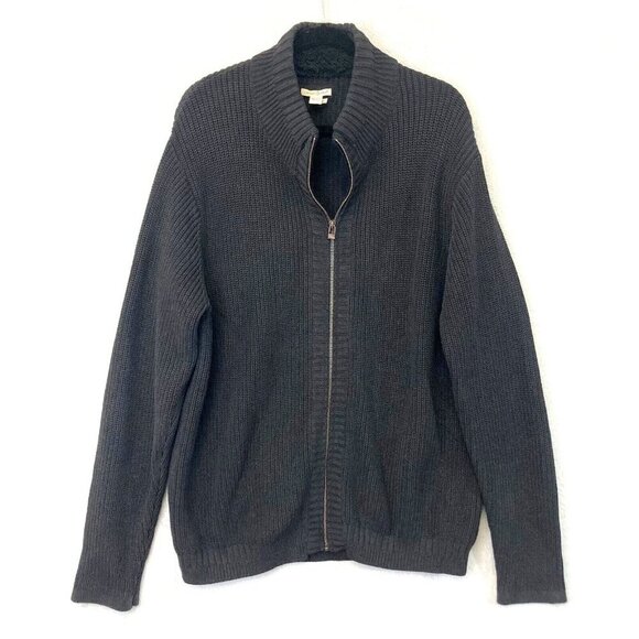 Carbon 2 Cobalt Other - Carbon 2 Cobalt Zip Up Sweater Mens Size XL Black Jacket Ribbed Knit Heavyweight